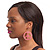 Round Pink Bead 'Peace' Drop Earrings In Gold Plating - 55mm In Diameter - view 2