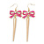 Long Spiky Earrings With Deep Pink Crystal Bow In Gold Plating - 8.5cm Length - view 4