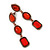 Red Acrylic Bead Linear Drop Earrings In Bronze Metal - 65mm Length - view 2