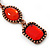 Red Acrylic Bead Linear Drop Earrings In Bronze Metal - 65mm Length - view 4