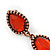 Red Acrylic Bead Linear Drop Earrings In Bronze Metal - 65mm Length - view 5