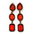 Red Acrylic Bead Linear Drop Earrings In Bronze Metal - 65mm Length