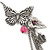 Long Burn Silver Chain Butterfly Drop Earrings - 13cm Length - view 5