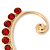 1 Pc Red Crystal Ear Cuff With Comb In Gold Plating - Only For The Right Ear - view 4
