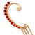 1 Pc Red Crystal Ear Cuff With Comb In Gold Plating - Only For The Right Ear - view 3