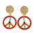 Multicoloured Bead 'Peace & Love' Drop Earrings In Gold Plating - 6cm Length - view 3