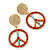 Multicoloured Bead 'Peace & Love' Drop Earrings In Gold Plating - 6cm Length