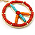 Multicoloured Bead 'Peace & Love' Drop Earrings In Gold Plating - 6cm Length - view 6