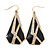 Crystal, Black Enamel Geometric Drop Earrings In Gold Plating - 5cm Length