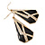 Crystal, Black Enamel Geometric Drop Earrings In Gold Plating - 5cm Length - view 3