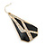 Crystal, Black Enamel Geometric Drop Earrings In Gold Plating - 5cm Length - view 4