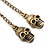 One Piece Burn Gold Skull Long Chain Hook Cuff Earring - 9cm Length - view 7