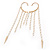 One Pair Long Dangle Cream Faux Pearl Bead Hook Cuff Earring In Gold Plating - 16cm Length - view 8
