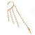 One Pair Long Dangle Cream Faux Pearl Bead Hook Cuff Earring In Gold Plating - 16cm Length - view 9