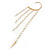 One Pair Long Dangle Cream Faux Pearl Bead Hook Cuff Earring In Gold Plating - 16cm Length - view 10