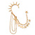 One Piece Gold Plated Spike & Star Chain Hook Cuff Earring - 8cm (chain drop)