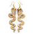 Long Exotic AB Crystal 'Cobra' Drop Earrings In Gold Plating - 8.5cm Length - view 3