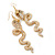 Long Exotic AB Crystal 'Cobra' Drop Earrings In Gold Plating - 8.5cm Length