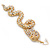 Long Exotic AB Crystal 'Cobra' Drop Earrings In Gold Plating - 8.5cm Length - view 5