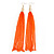 Long Neon Orange Chain Tassel Earrings In Gold Plating - 17cm Length - view 4