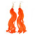 Long Neon Orange Chain Tassel Earrings In Gold Plating - 17cm Length - view 3