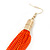 Long Neon Orange Chain Tassel Earrings In Gold Plating - 17cm Length - view 7
