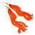 Long Neon Orange Chain Tassel Earrings In Gold Plating - 17cm Length