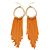 Gold Plated Hoop Earrings With Orange Chains - 12cm Length - view 3