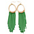 Gold Plated Hoop Earrings With Green Chains - 12cm Length - view 3