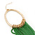 Gold Plated Hoop Earrings With Green Chains - 12cm Length - view 6