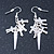 2 pairs Gold and Silver Tone Cross and Spike Dangle Earring Set - 55mm Drop - view 4