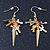 2 pairs Gold and Silver Tone Cross and Spike Dangle Earring Set - 55mm Drop - view 6