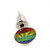 Tiny Marijuana Leaf Rasta Colours Stud Earrings In Silver Tone - 7mm Diameter - view 3