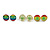 7mm Set of 4 Tiny Marijuana Leaf Rasta Colours Stud Earrings In Silver Tone - view 3