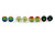 7mm Set of 4 Tiny Marijuana Leaf Rasta Colours Stud Earrings In Silver Tone - view 2
