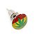7mm Set of 4 Tiny Marijuana Leaf Rasta Colours Stud Earrings In Silver Tone - view 6
