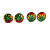 7mm Set of 3 Tiny Marijuana Leaf Rasta Colours Stud Earrings In Silver Tone - view 2