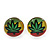 7mm Set of 3 Tiny Marijuana Leaf Rasta Colours Stud Earrings In Silver Tone - view 3