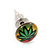 7mm Set of 3 Tiny Marijuana Leaf Rasta Colours Stud Earrings In Silver Tone - view 5