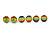 7mm Set of 4 Tiny Marijuana Leaf Rasta Colours Stud Earrings In Silver Tone - view 3