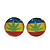 7mm Set of 4 Tiny Marijuana Leaf Rasta Colours Stud Earrings In Silver Tone - view 4