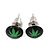 Tiny Marijuana Leaf Stud Earrings In Silver Tone (Black/ Green) - 7mm Diameter - view 2