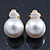 Classic White Faux Pearl Clip-on Earrings In Gold Plating - 15mm Diameter - view 2