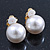 Classic White Faux Pearl Clip-on Earrings In Gold Plating - 15mm Diameter - view 6