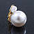 Classic White Faux Pearl Clip-on Earrings In Gold Plating - 15mm Diameter - view 5
