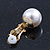 Classic White Faux Pearl Clip-on Earrings In Gold Plating - 15mm Diameter - view 7