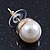 Classic White Faux Pearl Stud Earrings In Gold Tone Plating - 10mm Diameter - view 4
