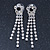 Prom Clear Crystal Daisy With Tassel Dangle Earrings In Rhodium Plating - 60mm Length - view 1