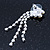 Prom Clear Crystal Daisy With Tassel Dangle Earrings In Rhodium Plating - 60mm Length - view 5