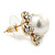 Prom/ Teen Simulated Glass Pearl, Crystal 'Daisy' Stud Earrings In Gold Plating - 15mm Diameter - view 7